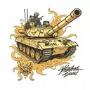 Abrams Tank, police, 3 kids names tattoo design idea