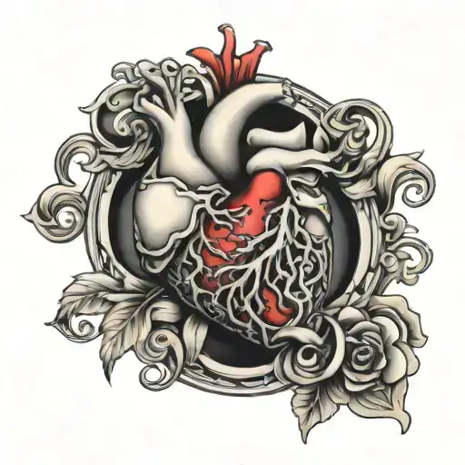 half steel half anatomic heart tattoo tattoo design idea