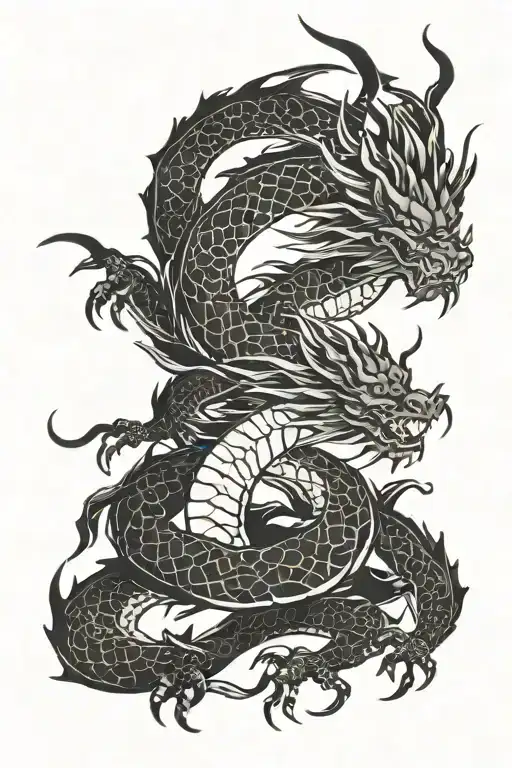 Eastern dragon blackwork design tattoo design idea