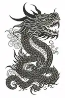 Eastern dragon blackwork design tattoo design idea
