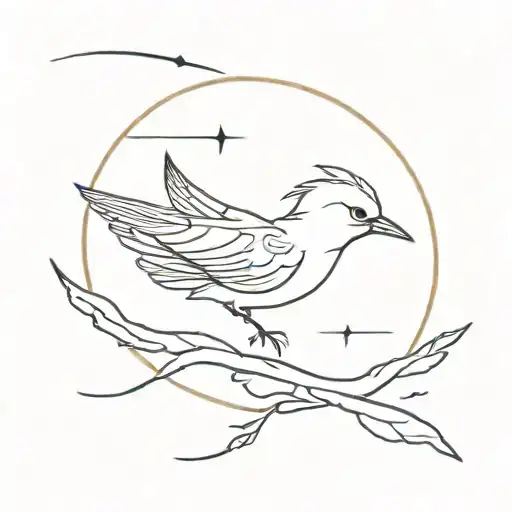 the folded wing of a bird and the moon tattoo design idea