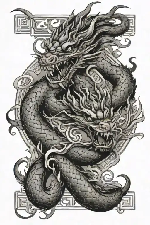 Chinese dragon wrapping around arm with viper Lillie's  tattoo design idea