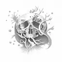 dualism, evolution, nature, and death tattoo design idea