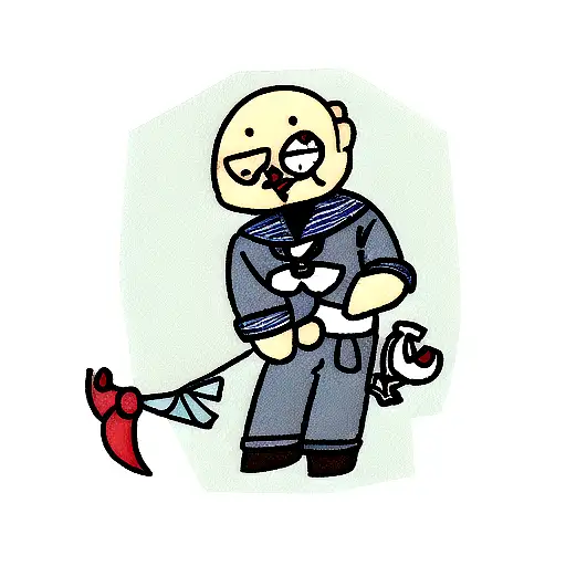 dead man sailor with anchor and a fish tattoo design idea