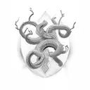 hydra with geometric flair tattoo design idea