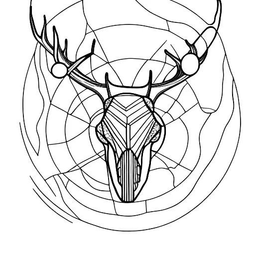 Deer skull inside a black sun tattoo design idea