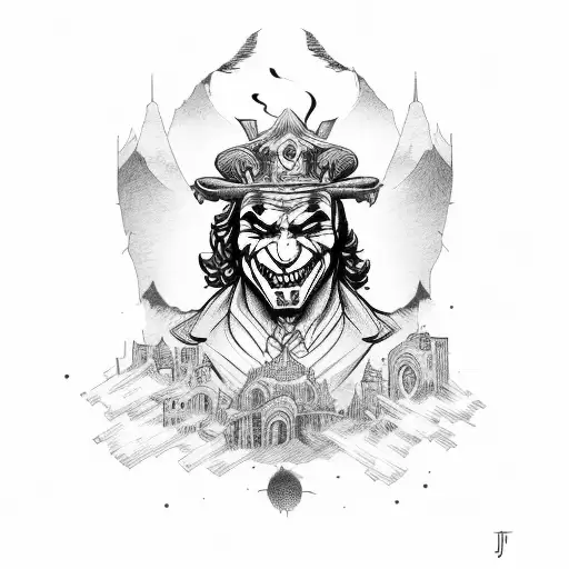 jokers face and the city  tattoo design idea