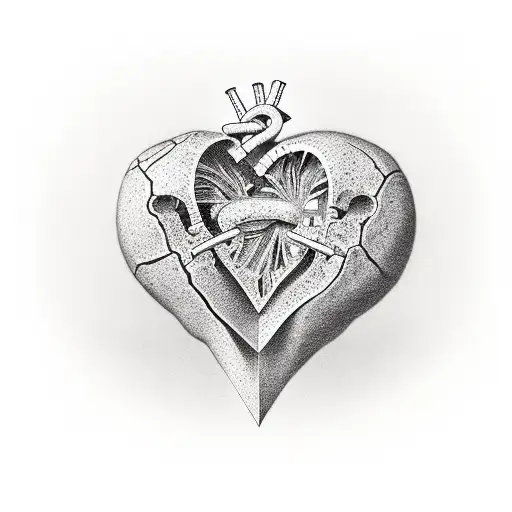 heart stone to heart human tattoo design idea