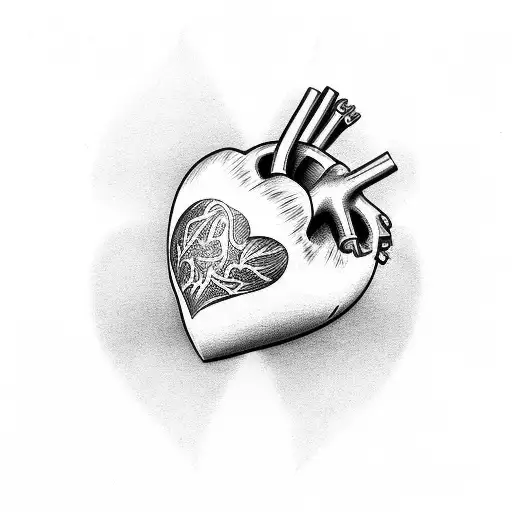 heart stone to heart anatomic tattoo design idea