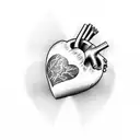 heart stone to heart anatomic tattoo design idea
