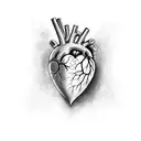 heart stone to heart anatomic tattoo design idea