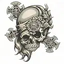 Lion eye,never give up,skull,cross tattoo design idea