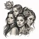 2 girls 1 boy tattoo design idea