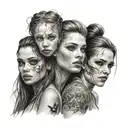 2 girls 1 boy tattoo design idea