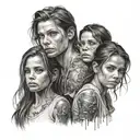 2 girls 1 boy tattoo design idea