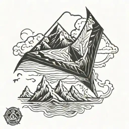 kite with mountains inside  tattoo design idea