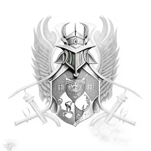 knight; lautier coat of arms tattoo design idea