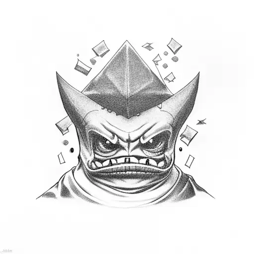 gengar accompanied by Letter A and R tattoo design idea