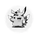 Gengar and Pikachu with R and A letters tattoo design idea