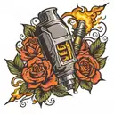 welding torch surrounded tattoo design idea