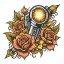 welding torch surrounded tattoo design idea