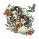Malaya and Aidan mixed with clouds tattoo design idea