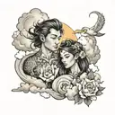 Malaya and Aidan mixed with clouds tattoo design idea