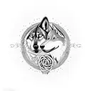A dog and a wolf intertwined in a yin-yang symbol, representing the duality of life's struggles and successes tattoo design idea