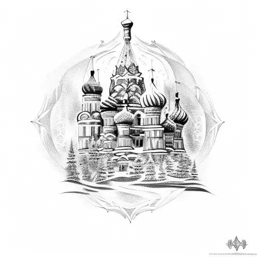 Gothic Russian Cathedral  tattoo design idea