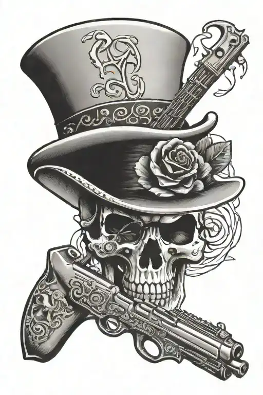 slash hat ghost guns roses  tattoo design idea