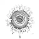 sunflower and bee tattoo design idea