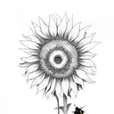 sunflower and bee tattoo design idea