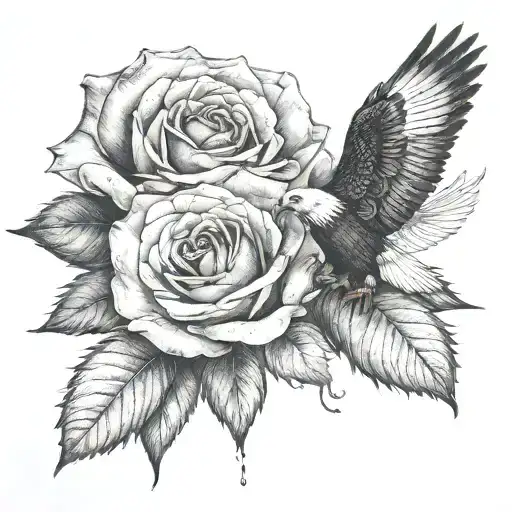 rose and eagle eye inside tattoo design idea