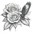 rose and eagle eye inside tattoo design idea