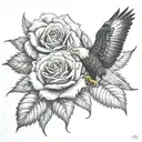 rose and eagle eye inside tattoo design idea