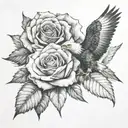 rose and eagle eye inside tattoo design idea