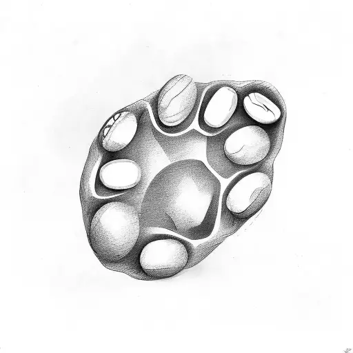 A coffee bean shaped like a dog's paw print tattoo design idea