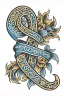 western colon cancer ribbon tattoo design idea