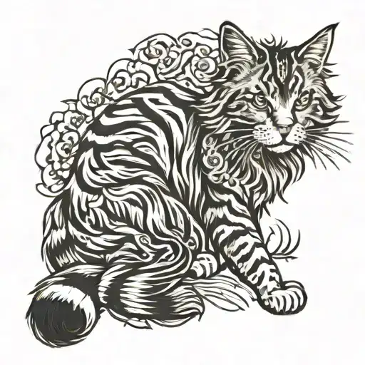 main coon cat tattoo design idea