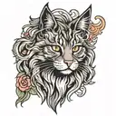 main coon cat tattoo design idea