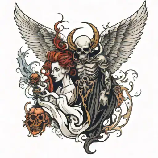 heaven vs hell tattoo design idea