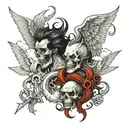 heaven vs hell tattoo design idea