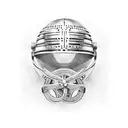 Gladiator helmet with musical instruments as decoration tattoo design idea