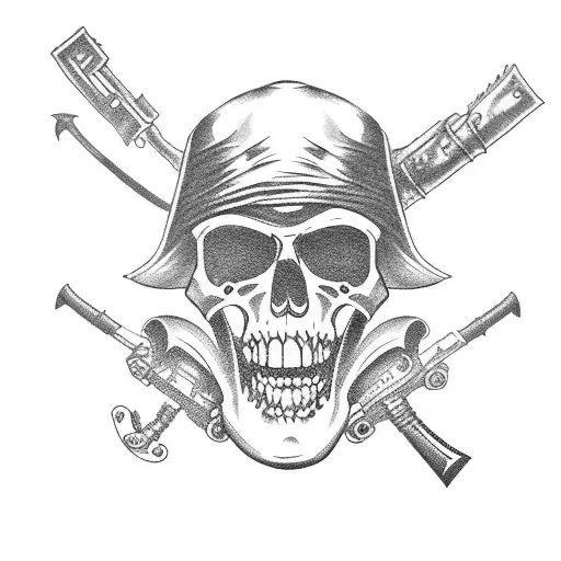 pirate with guns tattoo design idea