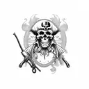 pirate with guns tattoo design idea
