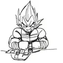 majin vegeta with his evil smile tattoo design idea