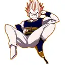 majin vegeta with his evil smile tattoo design idea