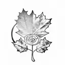 6 tea leaves on a vine where one leaf is a maple leaf another a dog paw one a treble clef and the rest tea leaves  tattoo design idea