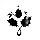 tea leaves on a vine where one leaf is a maple leaf another a dog paw one a treble clef and the rest tea leaves  tattoo design idea