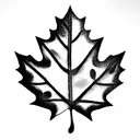 tea leaves on a vine where one leaf is a maple leaf another a dog paw one a treble clef and the rest tea leaves  tattoo design idea